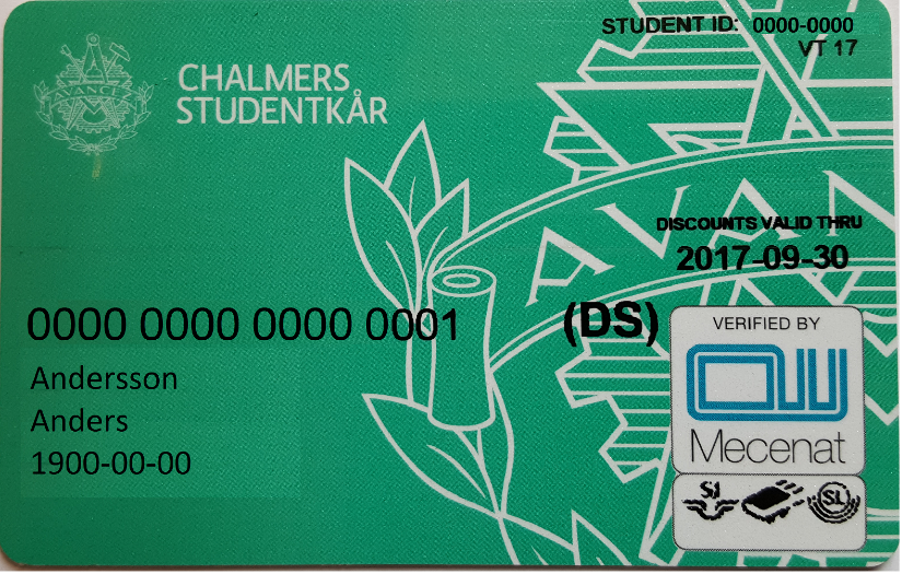 Student Union card with DS Logo. The color might vary